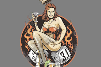 design vintage, tattoo, rockabilly, surrendered studio and pinup logo