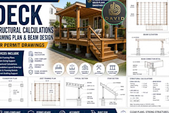 do deck structural calculations framing plan and beam design for permit drawings