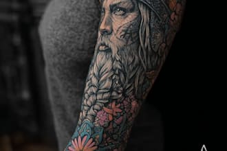 draw a full sleeve tattoo design for you