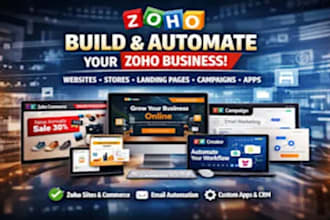 zoho crm setup, zoho campaigns, zoho sites, zoho salesiq zoho desk zoho form boo