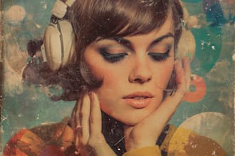 handdraw custom retro vintage poster art, album cover, or podcast illustration