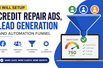 setup credit repair ads, credit repair lead generation and automation funnel