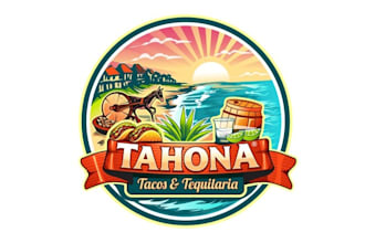 design awesome bar tacos logo with our new restaurant beach