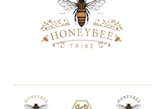 make vintage honey bee logo for your company