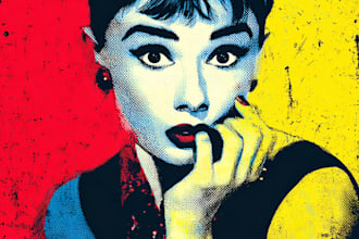 draw pop art illutration, portrait cartoon, pop art portrait