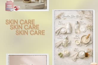 design aesthetic skincare social media posts and product