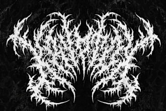 draw detailed metal band emblem
