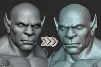 do 3d retopology, unwrapping, uv mapping and texturing for your 3d model