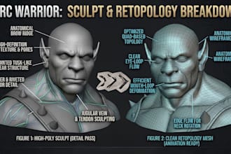 fix and do retopology, unwrapping, uv mapping and texture baking 3d model