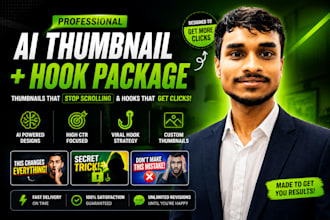 create ai thumbnail and hook package and eye catching youtube thumbnails