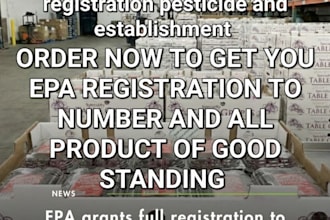 provide official epa establishment registration, compliance for amazon approval