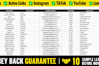 find instagram, tiktok and youtube influencers with emails