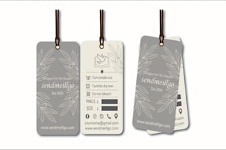 design shopping bag, clothing tag, hang tag, clothing label