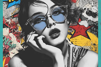 create colorful food pop art illustration for menu, poster