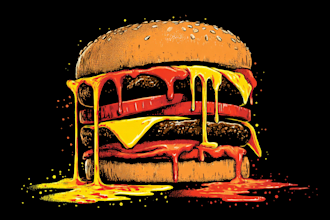design vibrant food pop art for restaurants and cafes