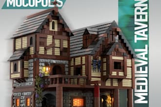 3d lego moc model set design,3d technic car,house, with step by step instruction