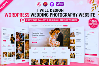 wordpress wedding photography website portfolio gallery booking service website