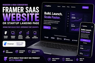 design modern framer saas website and startup landing page