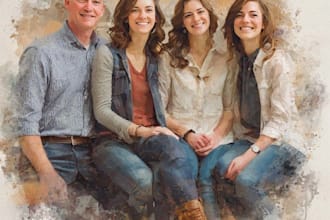 create a watercolor family portrait