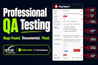 professional QA testing, bug reporting, and test documentation for you
