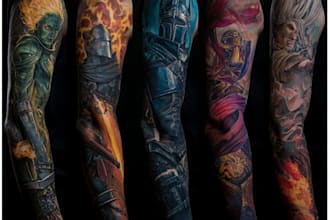 draw a attractive tattoo sleeve art