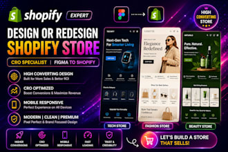 design or redesign shopify store, figma to shopify, cro specialist