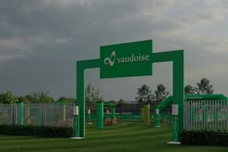 visual sport park facility,multiple tennis courts,  outdoor exhibition rendering