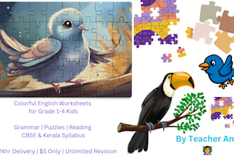 create colorful english worksheets for kids grade 1 to 4