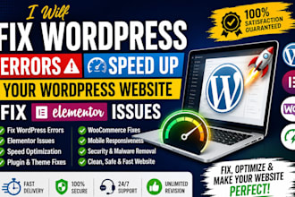 fix wordpress errors, speed up wordpress website and fix elementor issues