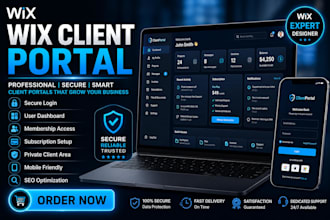 design a wix client portal website with membership and dashboard setup