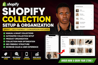 setup shopify collections, smart navigation and product variant optimization