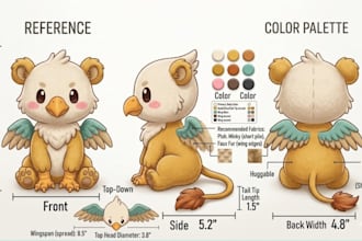 design custom plushie reference sheet tech pack for stuffed animal