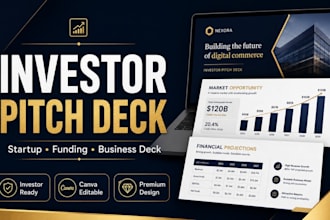 design investor pitch deck and startup presentation in canva