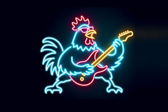 design music brand and rock hot chicken logo
