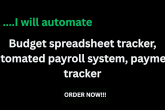 automate budget spreadsheet, expense tracker and  automated payroll