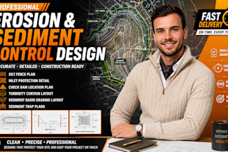 design erosion sediment control layout, silt fence plan, inlet protection detail