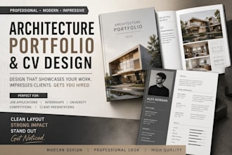 design a professional architectural portfolio CV cover letter service resume