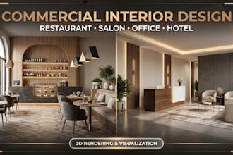 interior design of salon shop restaurant, office, hotel 3d interior rendering