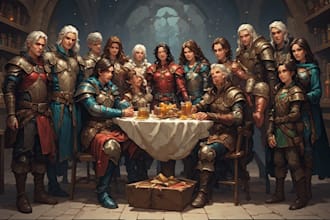 design custom dungeons and dragons party art for you