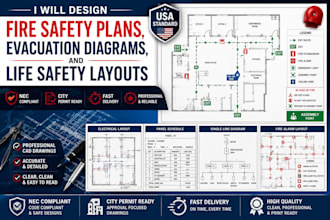 design fire safety plans, evacuation diagrams, and life safety layouts