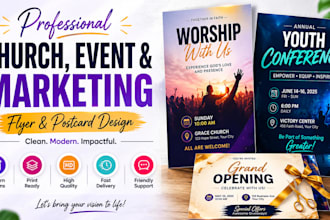 create professional church, conference and marketing flyer and postcard design