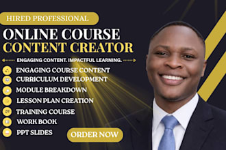 create online course content, lesson plan, curriculum and kajabi course creation