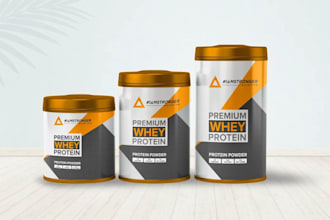 design a professional protein powder packaging design for your brand