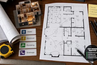 construction mep plans hvac layout electrical drafting plumbing design