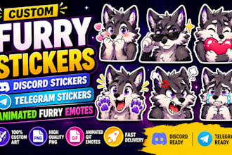 draw furry telegram stickers discord stickers animated furry emotes pack sticker