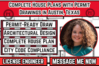 design complete house plans with permit drawings in austin texas