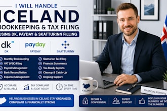 handle iceland bookkeeping and tax filing using dk,payday and skatturinn filling