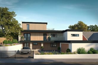 renovate old building to modern residence, terrace house design, exterior render
