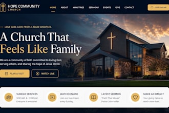 modern church website design with donations, sermons, and livestream integration