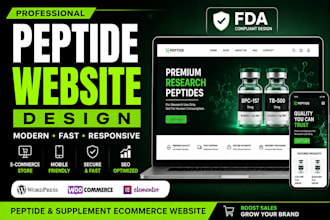 create peptide website, supplement ecommerce store, woocommerce website